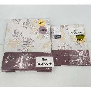 NWT Mimosa By Anne De Solene Floral QUEEN Duvet & Sham Set Percale Cotton